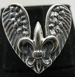 【送料無料】ジュエリー・アクセサリー スターリングシルバーリングソリッドリスエンジェルウィングスサイズsterling silver ring solid 925 fleur de lis angel wings size 35 11