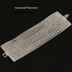 【送料無料】ジュエリー・アクセサリー スワロフスキーグルメカフブレスレットチェーンRエレメンツmanchette gourmette bracelet 22 chaines en swarovskiRelements haut de gamme