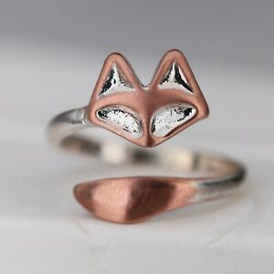 【送料無料】ジュエリー・アクセサリー フォックスシルバーロゼファルベングレッセンジャースパターンリングbague avec motif de la fox silberrosefarben animaux grossenverstelbar imposant