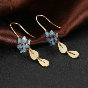 【送料無料】ジュエリー・アクセサリー フラワーシェイプスターリングヴィンテージクロワゾンネペンダントfleur forme sterling vintage cloisonne pendantes oreilles cadeaux pour femmes