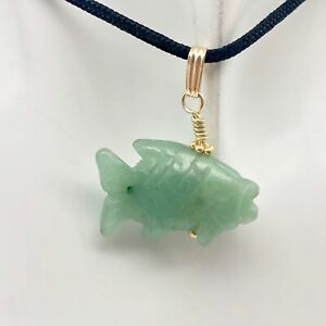 【送料無料】ジュエリー・アクセサリー スイムミンアベンチュリンフィッシュコイゴールドペンダントswimmin aventurine poisson koi 14kgf pendentif or