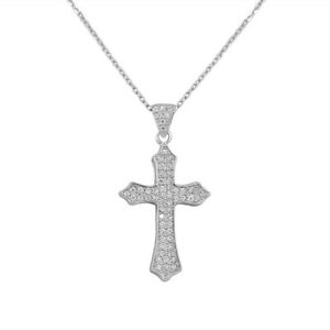 【送料無料】ジュエリー・アクセサリー シルバースターリングクラシックラテンクロスクリスタルペンダントargent sterling classique latin croix cristaux cz religieux pendentif