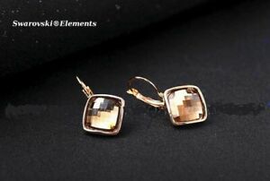 【送料無料】ジュエリー・アクセサリー スワロフスキースクエアイヤリングRゴールドメッキイエロートップクオリティboucles doreille carrees swarovskiR elements camel plaque or jaune top qualite