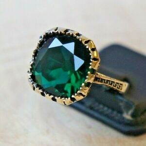 【送料無料】ジュエリー・アクセサリー トルコエメラルドリングシルバースターリングハンドメイドサイズturque emeraude femmes bague 925 argent sterling handmade authentique taille 69