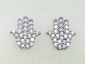 【送料無料】ジュエリー・アクセサリー ハムサスタッドイヤリングスターリングシルバークリスタジュエリーカバラhamsa stud earrings 925 sterling silver cz crysta lhand women jewelry kabbalah