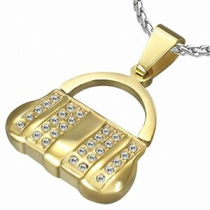 【送料無料】ジュエリー・アクセサリー ステンレススチールハンドバッグペンダントpendentif sac a main femme en dore avec pave de couleurs en acier inoxydable