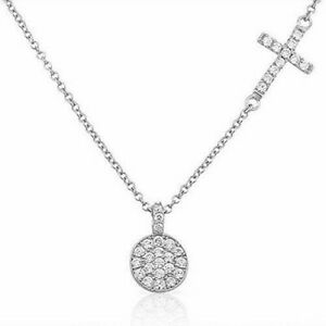 【送料無料】ジュエリー・アクセサリー シルバースターリングサークルクロスクリスタルジルコンネックレスargent sterling cercle croix cristaux zircone religieux femmes collier