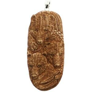 【送料無料】ジュエリー・アクセサリー グリズリーベアウィズカブスバイソンマッシブシルバーペンダント3 grizzly ours avec oursons bison os 925 pendentif argent massif 14,615円