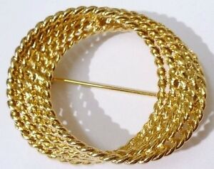 【送料無料】ジュエリー・アクセサリー ブローチヴィンテージレトロbelle broche couleur or passe foulard ancien bijou vintage retro rond grave 2092