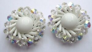 【送料無料】ジュエリー・アクセサリー イヤリングクリップヴィンテージboucles doreilles clips ancienne bijou vintage perle blanche cristaux 1838