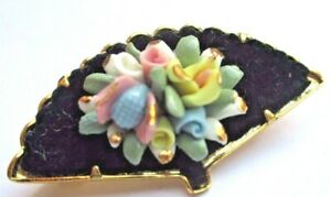 【送料無料】ジュエリー・アクセサリー ブローチファンヴィンテージbroche ancienne couleur or eventail motif floral porcelaine bijou vintage 2948 13,986円