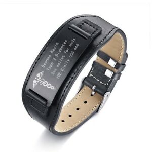 【送料無料】ジュエリー・アクセサリー ブレスレットステンレススチールジュエリーmedical alert id bracelet genuine leather stainless steel emergency jewelry