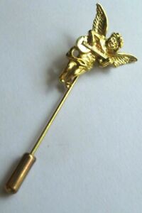【送料無料】ジュエリー・アクセサリー ピンキャップヴィンテージpic epingle a chapeau cravate ancien bijou vintage amour angelot couleur or 4472