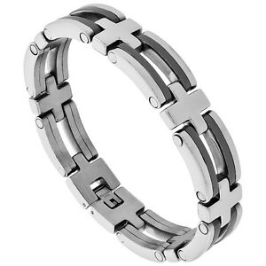 【送料無料】ジュエリー・アクセサリー スチールブラックバーアクセントブレスレットacier inoxydable noir barre accent bracelet 15,385円