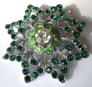 【送料無料】ジュエリー・アクセサリー ブローチヴィンテージシルバーカラーエメラルドグリーンクリスタルgrande broche bijou vintage couleur argent cristaux vert emeraude peridot 3508