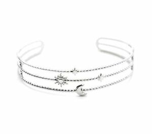 【送料無料】ジュエリー・アクセサリー トリプルローボールスターbc4162f bracelet manchette triple rangs billes, soleil, lune et etoiles aci 14,186円