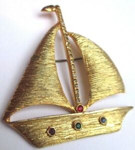 【送料無料】ジュエリー・アクセサリー ヴィンテージヨットブローチgrande broche bateau voilier couleur or incruste de cristaux bijou vintage 3327 14,985円