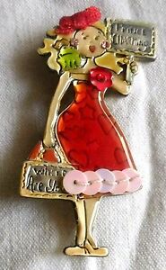 【送料無料】ジュエリー・アクセサリー オリジナルブローチヴィンテージジュエリーシルバーカラーレッドピンクoriginale broche bijou vintage 80 couleur argent femme couleur rouge rose 2016