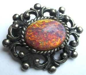 【送料無料】ジュエリー・アクセサリー ブローチオープンヴィンテージシルバーカラーカボションオパールbelle broche ajouree bijou vintage couleur argent cabochon opale de feu 5082