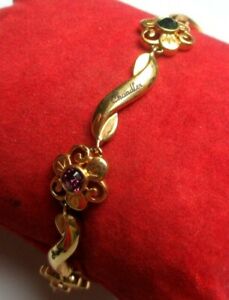 【送料無料】ジュエリー・アクセサリー ブレスレットリンクヴィンテージbeau bracelet couleur or maillons cristaux de couleur bijou vintage 5157