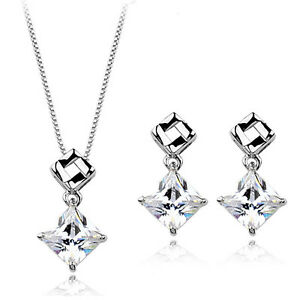 【送料無料】ジュエリー・アクセサリー ジュエリーファッションゴールドメッキホワイトスクエアジルコーネアンサンブルmode bijoux 18k plaque or blanc carre zircone ensemble fs054