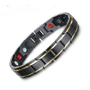 【送料無料】ジュエリー・アクセサリー ブラックブレスレットスチールリリーフnoir magnetique bracelet acier inoxydable soulagement de la douleur anti fatigue