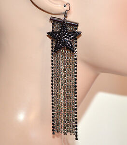 【送料無料】ジュエリー・アクセサリー boucles d oreilles pendantes femme noir gris strass fils longs elegant g35