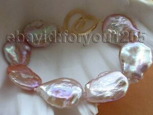 【送料無料】ジュエリー・アクセサリー ナチュラルバロックピンクリボーンケシパールブレスレット8 genuine natural 23mm baroque pink reborn keshi pearl bracelet 14k