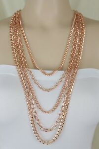 【送料無料】ジュエリー・アクセサリー ファッションネックレスローズメタルチェーンリンクロングブリンイヤリングセットfemme mode collier or rose metal chaine liens 5 long brins earrings set
