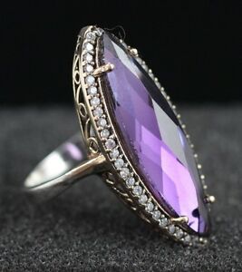 【送料無料】ジュエリー・アクセサリー スターリングシルバーハンドメイドトルコアメジストレディースリングサイズ925 sterling silver handmade authentic turkish amethyst ladies ring size 79