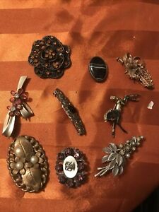 【送料無料】ジュエリー・アクセサリー ロットヴィンテージオールドファンタジーブローチlot 9 broches vintage fantaisie anciennes