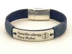 【送料無料】ジュエリー・アクセサリー レザーブレスレットmedical alert leather bracelet