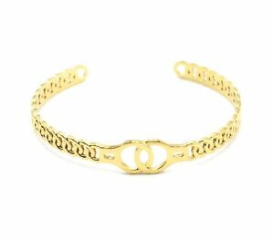 【送料無料】ジュエリー・アクセサリー ヨンクメイロンズブレスレットゴールデンスチールbc4174f bracelet jonc maillons avec menottes acier dore 14,985円
