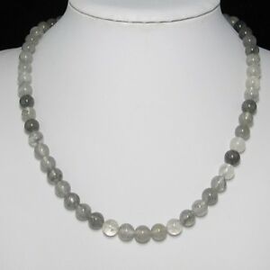 【送料無料】ジュエリー・アクセサリー カラーナチュラルミスティグレークォーツシルバーcollier 49cm en naturelle brumeux gris quartz argent 925