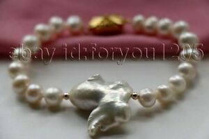 【送料無料】ジュエリー・アクセサリー ナチュラルレブロンケシパールブレスレット8 genuine natural 10mm white 26x28mm rebron keshi pearl bracelet f3138