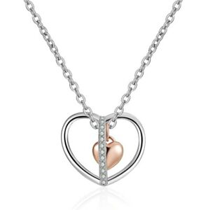 【送料無料】ジュエリー・アクセサリー ゴールドローズハートシルバーネックレスジルコネラブクリスマスエルor rose coeur amp; 925 argent collier zircone amour noel cadeaux elle femme