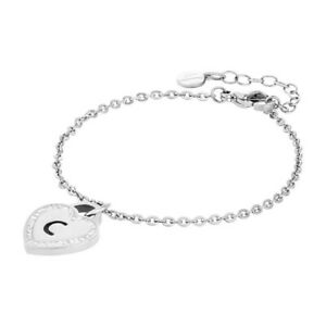 【送料無料】ジュエリー・アクセサリー ミヤボッカダモハートチャームスチールブレスレットbracelet mya boccadamo en acier charm c?ur avec initiale c