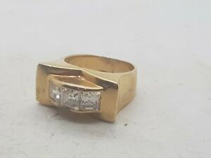 【送料無料】ジュエリー・アクセサリー メッキタンクリングラインストーンancienne bague tank plaque or et strass