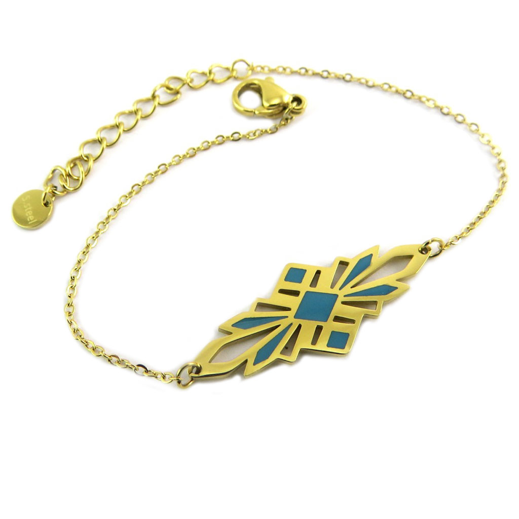 【送料無料】ジュエリー・アクセサリー ユリゴールドターコイズles tresors de lily [p7950] bracelet createur acier boho turquoise dore