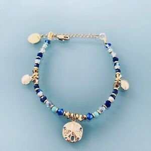 【送料無料】ジュエリー・アクセサリー ゴールドメッキシースタードルブレスレットパールアイデアジュエリーbracelet plaque or etoile de mer dollar et perles, idee cadeau, bijoux cadeaux