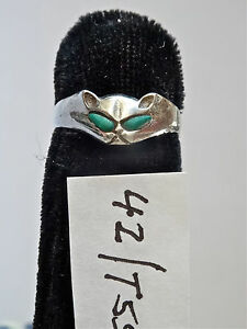 【送料無料】ジュエリー・アクセサリー シルバーターコイズリングbague chat en argent turquoise n42 t55