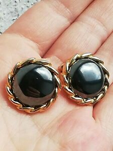 【送料無料】ジュエリー・アクセサリー ヴィンテージクリップヘマタイトビーズclips doreilles vintage ,annee 80, dorees et perles en hematite