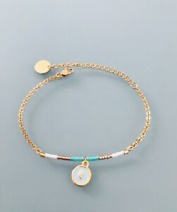 【送料無料】ジュエリー・アクセサリー ゴールドメッキムーンパールブレスレットアイデアジュエリームーンジュエリーbracelet plaque or lune et perles, idee cadeau, bijoux cadeaux, bijou lune