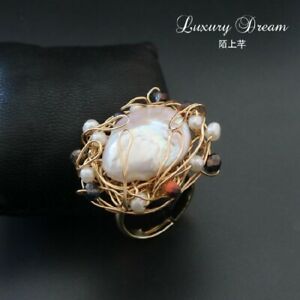 【送料無料】ジュエリー・アクセサリー リグルブルメッキbague reglable nid doiseau perle culture ficele artisanal plaque or msq4