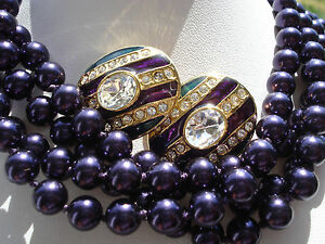 【送料無料】ジュエリー・アクセサリー ヴィンテージジュエルソティルボーストラスバイオレットバッチbeau lot de deux bijoux vintagessautoirbo email strassviolet
