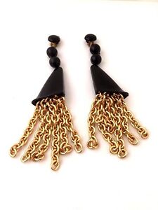【送料無料】ジュエリー・アクセサリー ドイツヴィンテージブラックゴールドイヤリングboucles doreille vintage 70 noir et dorees made in germany