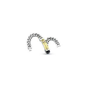 【送料無料】ジュエリー・アクセサリー ゴールデンクロスステンレススチールブレスレットbracelet acier inoxydable croix medievale dore