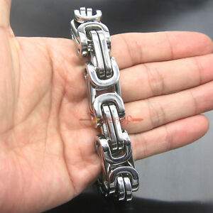 【送料無料】ジュエリー・アクセサリー メンズヘビーバイキングビザンチンチェーンブレスレットシルバーステンレスmens heavy viking byzantine kings chain bracelet silver stainless seel 17mmw｜hokushin
