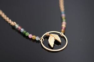 【送料無料】ジュエリー・アクセサリー カラフルナトゥルシュタインパーレンネックレスリーフゴールドcollier avec colore natursteinperlen feuille or