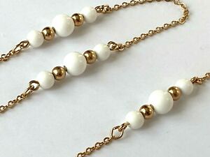 【送料無料】ジュエリー・アクセサリー ヴィンテージコリアーサラコヴゴールデンブランcollier vintage signe sarah cov dore amp; blanc 75,5cm
